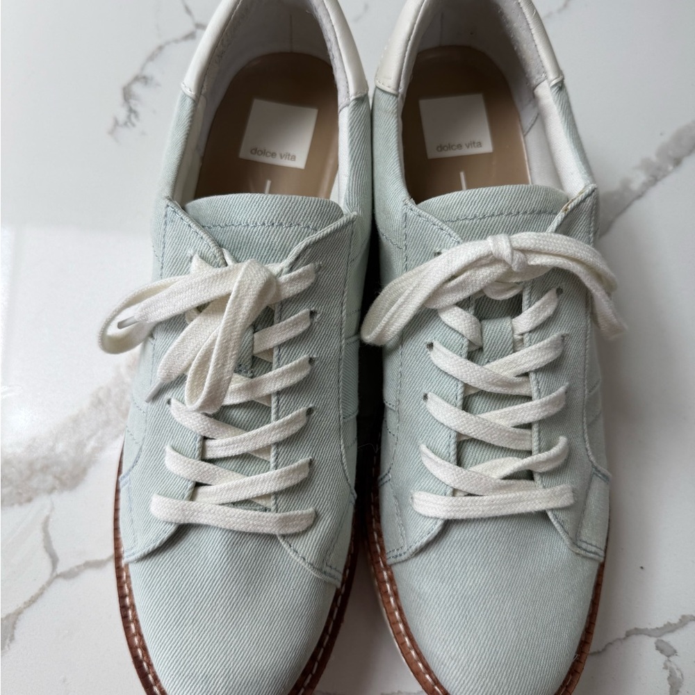 Dolce Vita Mint Green Canvas Sneakers with White Laces